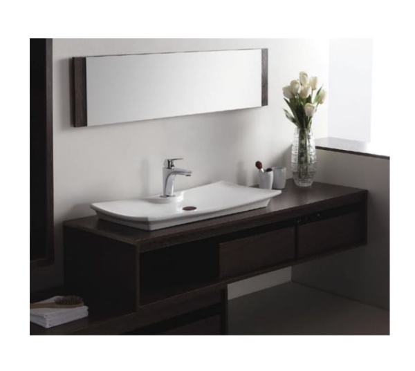 Lavoar de blat PRO AMADO, Dimensiuni 80 x 39.5 x 7.5 cm, Forma Dreptunghiulara, Ceramica sanitara, cu gaura baterie, Alb - Img 3