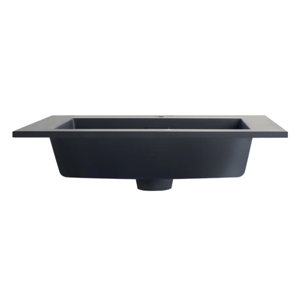 Lavoar De Blat PRO LOTUS BLACK 60 cm, Incastrata In Blat, Design Deosebit,Cu Gaura sau fara Gaura Baterie,Conglomerat,finisaj Mat - Img 3