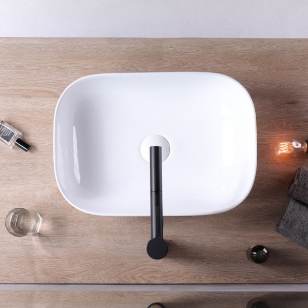 Lavoar de blat REA BELINDA SLIM, Dimensiuni 46.5 x 33 x 13.5 cm, Design Deosebit, Forma Dreptunghiulara, Ceramica Sanitara, Alb - Img 6
