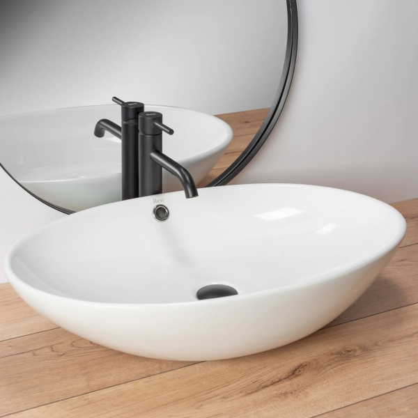Lavoar De Blat REA OLGA, Dimensiuni 63 x 41.5 x 15 Cm, Montaj Pe Blat, Forma Ovala, Ceramica Sanitara, Alb - Img 8