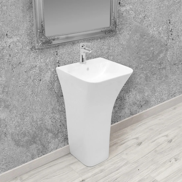 Lavoar de podea Rea freestanding Ada Slim, Culoare Alb - Img 3
