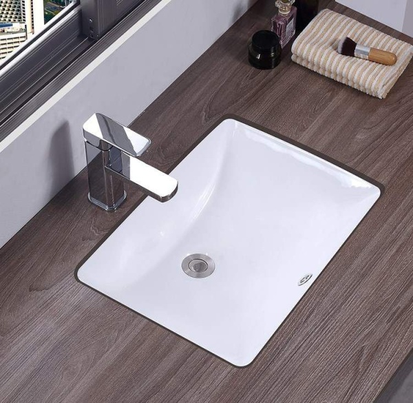 Lavoar incastrat REA ADELA, 46x33 X 19 Cm, Montaj Pe Blat, Design Deosebit, Ceramica Sanitara, Alb - Img 3