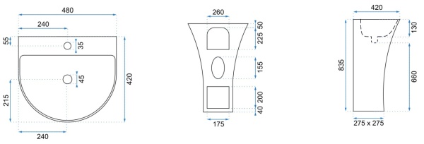 Lavoar Independent REA RIT SLIM, Dimensiuni 48x 42 X 83.5 Cm, Forma Rotunda, Alb - Img 5