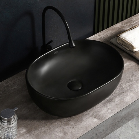 Lavoar pe blat, Neo, Material Ceramica, Negru Mat, Dimensiune 48x34.5x13.5 cm - Img 7