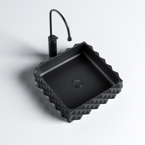 Lavoar pe blat, Pearl, Material Ceramica, Negru Mat, Dimensiune 40X40X15 cm - Img 2