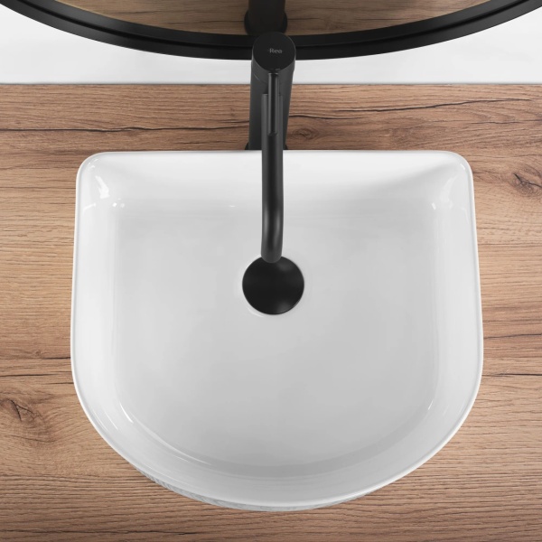 Lavoar pentru baie Rea Clara , Dimensiune 40 cm , Culoare alb - Img 6