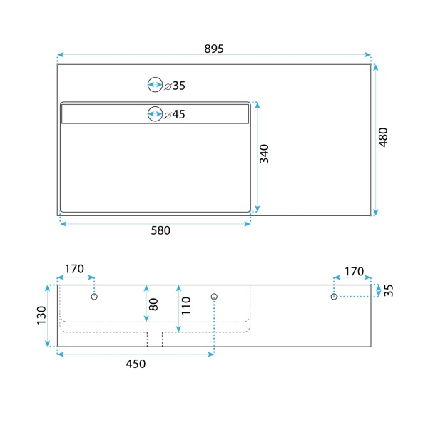 Lavoar pentru blat Archi 90 cm , Grey Matt - Img 8
