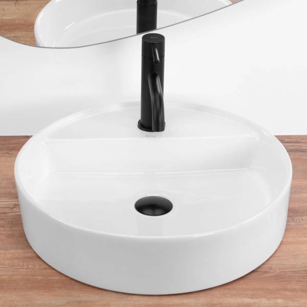 Lavoar pentru blat Ronda Rea 45cm, Design Modern, Culoare Alb - Img 2