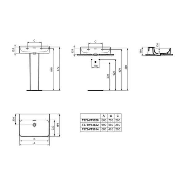 Lavoar suspendat Ideal Standard Atelier Conca 50 cm alb lucios cu orificiu preaplin - Img 12