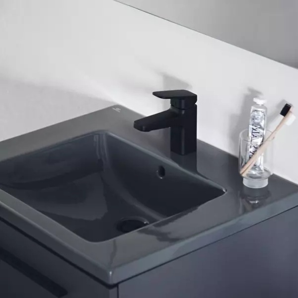 Lavoar suspendat Ideal Standard i.life B gri lucios 61 cm cu orificiu baterie si preaplin - Img 8