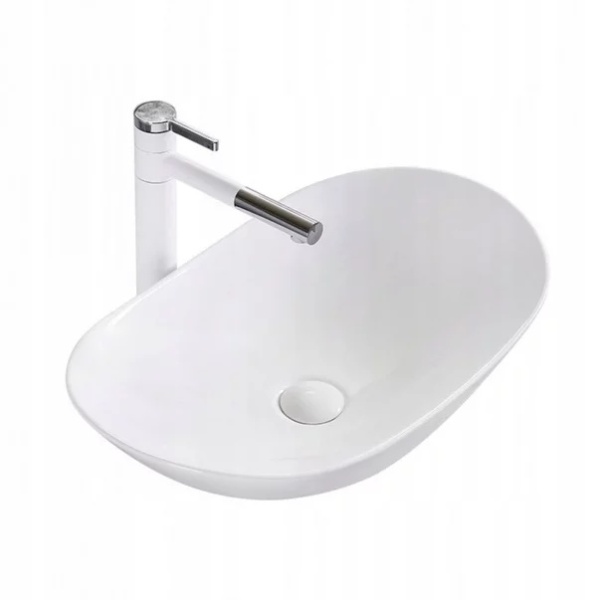 Pachet lavoar pe blat Rea Royal alb 62.5 cm, baterie lavoar Ideal Standard Ceraline negru si ventil lavoar Click-Clack D negru - Img 8