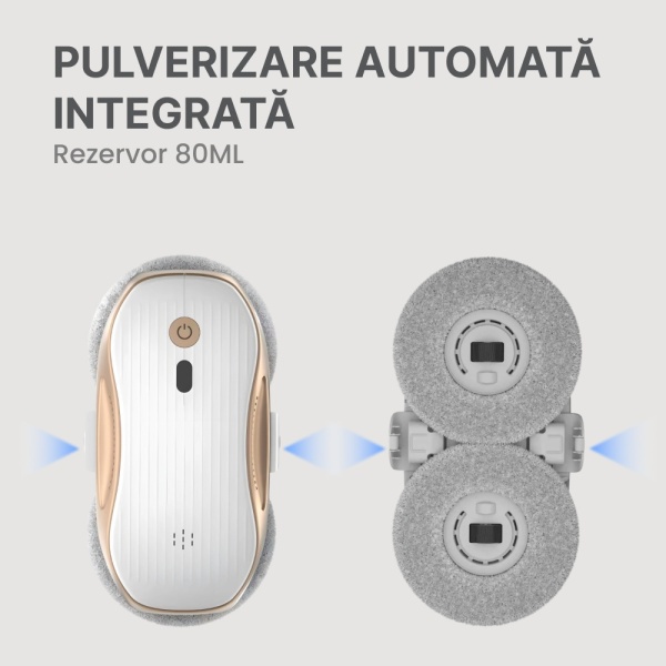 Robot Curatare Geamuri, SeveShop®, Robot Spalat Geamuri Cu Pulverizare Apa Bidirectionala, Stergator Electric Ultra-Subtire Pentru Sticla, Aspirator Geamuri Cu Control APP Si Telecomanda, Tehnologie iAdapt, Protectie Cvadrupla, Alb - Img 3