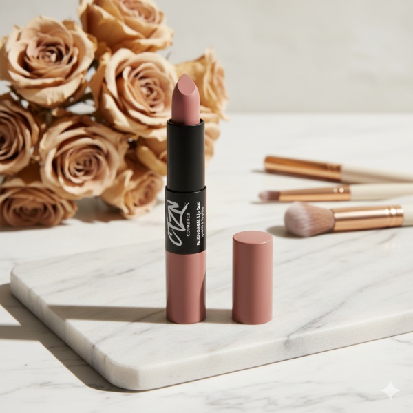 Ruj si creion de buze CTZN, Nudiversal Lip Duo, rezistent la apa, cu unt de mango salbatic, Fez - Img 3