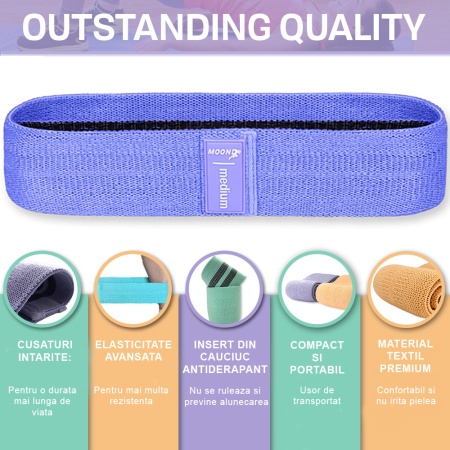 Set 3 benzi elastice fitness ODISSEY LIFE®, din bumbac si latex, 3 niveluri de rezistenta - Img 4
