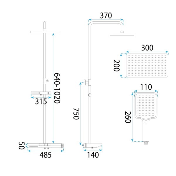 Set de dus REA Pedro, Design Modern cu Termostat, Culoare Titanium - Img 6