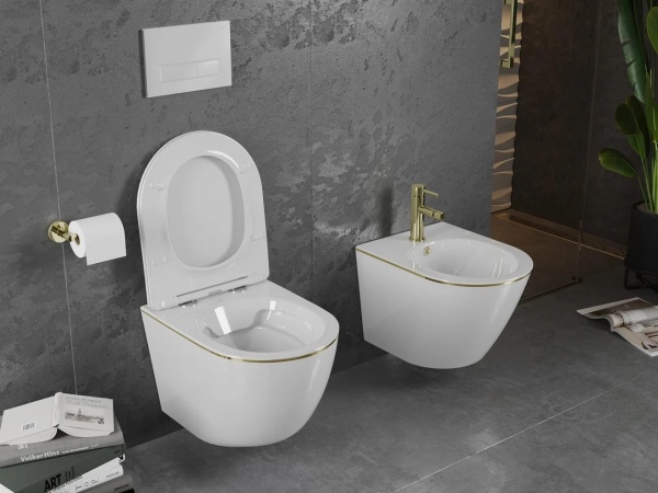 Set vas WC + Bideu Pro White/Gold edge - Img 5