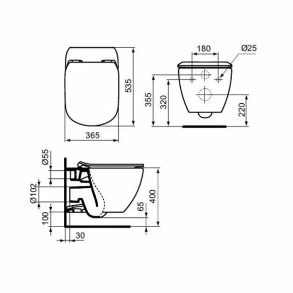 Set vas wc suspendat Ideal Standard Tesi AquaBlade cu capac inchidere lenta si rezervor Ideal Standard Prosys - Img 3
