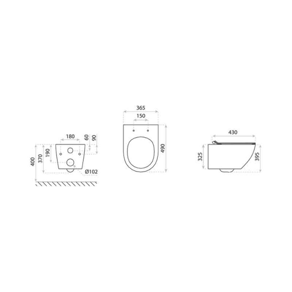 Set vas WC suspendat rimless cu capac soft close Spectrum Trendi auriu cu model floral - Img 3