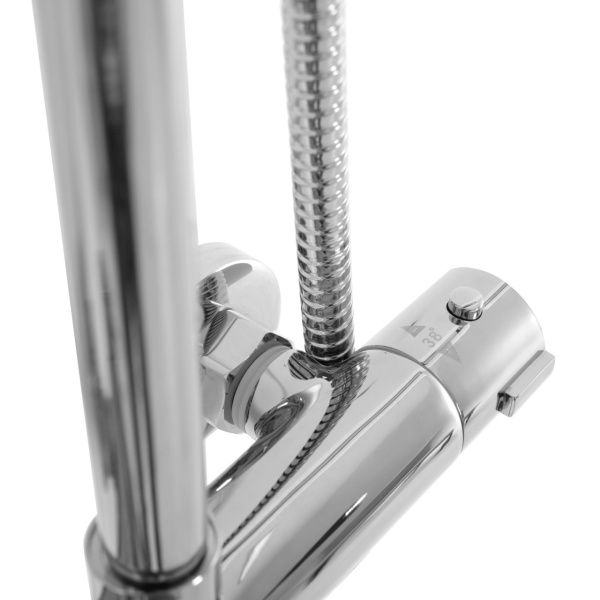 Sistem Complet De Dus Cu Termostat REA BLISS, Montaj Pe Perete, Para Rotunda Tip Ploaie 20 X 20 Cm, 2 Functii , Finisaj Crom - Img 2