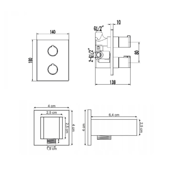 Sistem de dus PRO CONCEALED 3002 Slim, montaj incastrat in perete, ploaie de dus, 2 functii, finisaj crom - Img 5