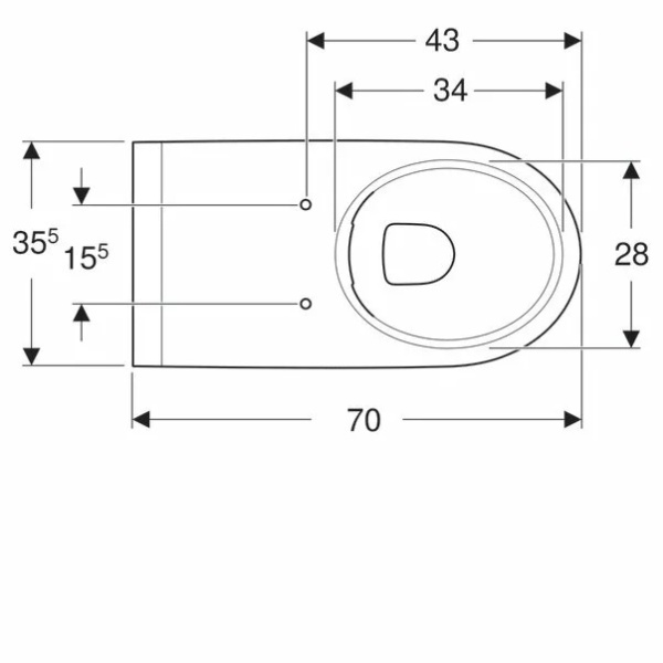Vas wc suspendat Geberit Selnova Comfort Rimfree cu spalare verticala proiectie alungita fara capac alb - Img 6