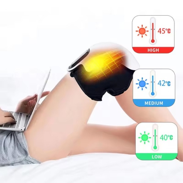 Aparat De Masaj Pentru Genunchi SeveShop®, Cu Compresie Termica, Vibratii, Infrarosu Si Laser, 3 Moduri de Incalzire, 3 Trepte de Vibratie, Ecran Tactil, Curele Reglabile, USB-C Reincarcabil, Pentru Dureri Articulare, Relaxare, Alb Negru - Img 2