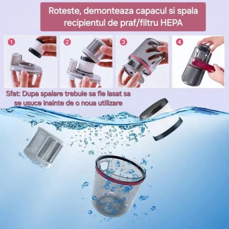 Aspirator Antiacarieni SeveShop® cu raze UV, Filtru HEPA, reincarcabil la USB, ergonomic, pentru /Dormitor/ Lenjeria De Pat/ Perne/ Canapea/ saltea/ par animale si praf, Gold - Img 7