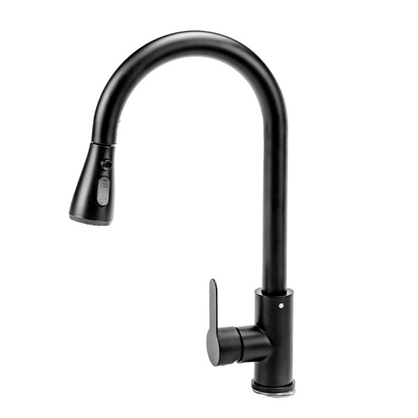 Baterie de bucatarie monocomanda neagra cu montaj pe blat F1501B si cu gat extensibil - Img 3