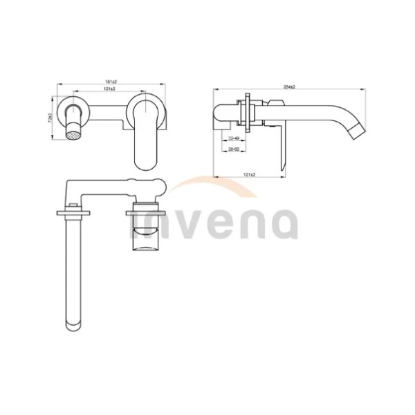 Baterie lavoar incastrata Invena Siros negru mat - Img 2