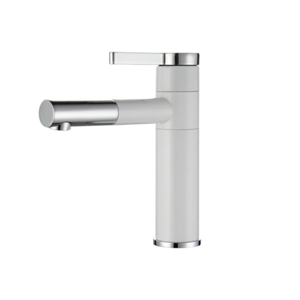 Baterie lavoar PRO ALTO Low, Montaj pe chiuveta, Capat Ajustabil, inaltime 19.5 cm, finisaj Alb - Img 4
