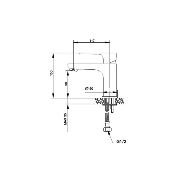Baterie lavoar PRO HUDSON Low, Montaj pe chiuveta, inaltime 15 cm, finisaj Alb - Img 2