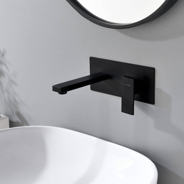 Baterie lavoar PRO QUADRO BLACK,montaj incastrat in perete, finisaj Negru , design minimalist - Img 3