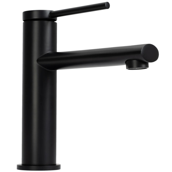 Baterie Lavoar REA OVAL BLACK LOW, Montaj Pe Blat, Capat Fix, Monocomanda, Inaltime 18 Cm, Culoare Negru, Finisaj Mat - Img 3