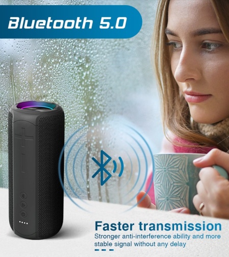 Boxa Portabila SeveShop E20, Rezistenta la Apa IPX67, Conectivitate Bluetooth Stabila, Sunet Puternic si Baza Profunda, Microfon Integrat pentru Apeluri, Autonomie Extinsa, Design Compact si Robust, Ideala pentru Interior si Exterior, Negru Electro - Img 5