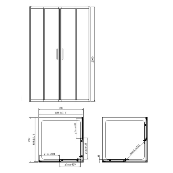 Cabina de dus 90x90 cu usi glisante Mediterraneo Hector, Negru mat - Img 3