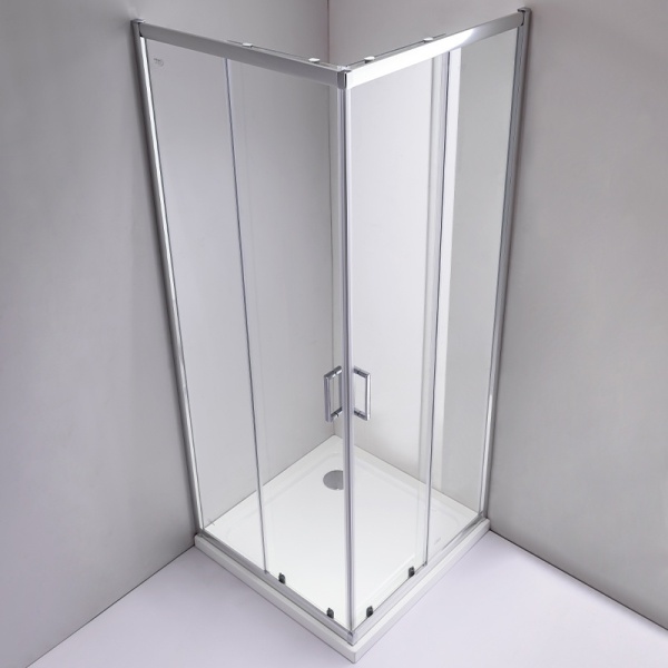 Cabina de dus din sticla securizata cu cadita de dus alba KZ93B/ST02B 90 x 90 cm - Img 3