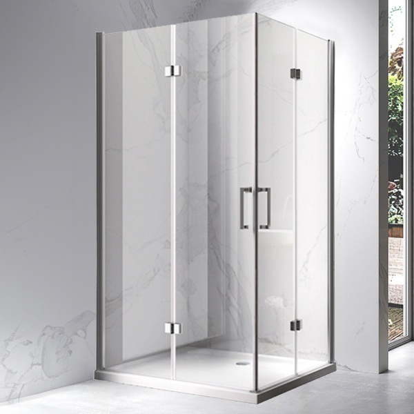 Cabina de dus Dreptunghiulara KZ13A Cu usi Pliabile, Dimensiune 100x90cm ,Culoare Crom - Img 2