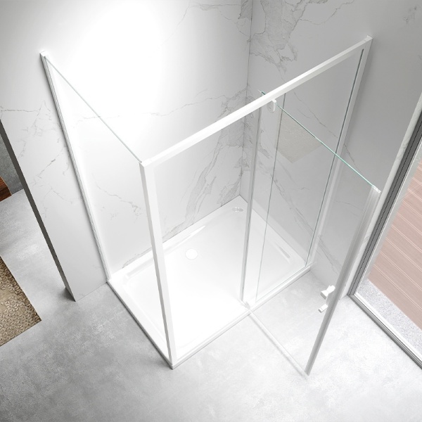 Cabina de dus KZ06B Dreptunghiulara 120x80cm, Design Modern, Culoare Alb - Img 4