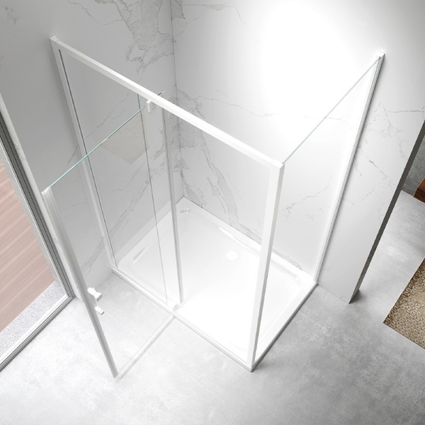 Cabina de dus KZ07B Dreptunghiulara 110X90cm, Design Modern, Culoare Alb - Img 4