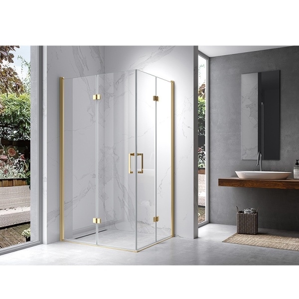 Cabina de dus KZ12A Dreptunghiulara , Design Modern 90x80cm, Culoare Auriu - Img 4