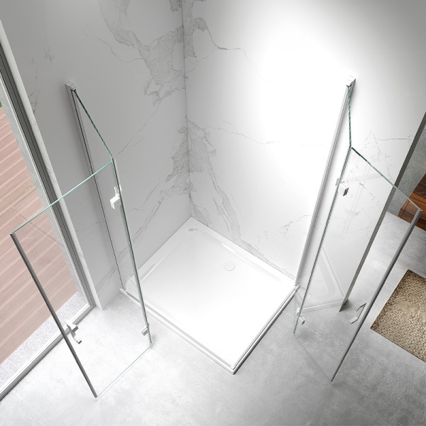 Cabina de dus KZ12B Dreptunghiulara 100x80cm, Usi Pliabile, Design Modern, Culoare Alb - Img 4