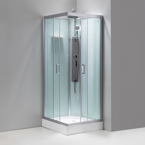 Cabina de dus patrata cu rame cromate si hidromasaj Lisa Brushed Chrome 90 x 90 cm - Img 5