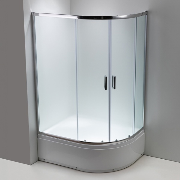 Cabina de dus semirotunda montaj dreapta din sticla securizata mata si rame cromate Maja 115 x 85 mm - Img 6