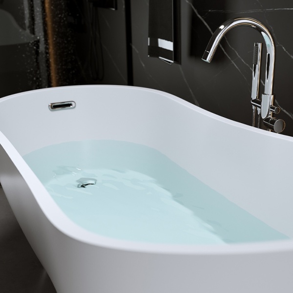 Cada de baie FORTE 520A, Dimensiune 150x75cm, Culoare Alb, Deversor Crom - Img 2