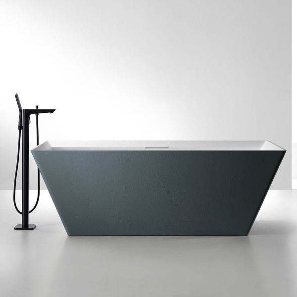 Cada De Baie Freestanding, Design Modern 170x75x60xcm, Strat Abraziv, Culoare Albastru Gri/Alb - Img 3