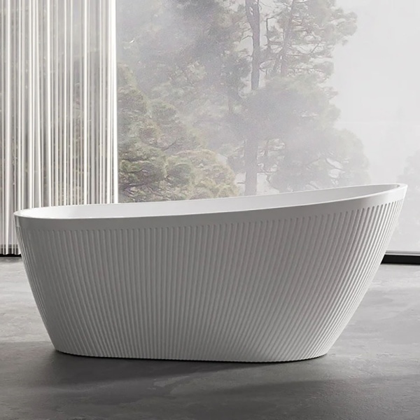 Cada de baie freestanding ovala, cu caneluri, dimensiune 170x80x72cm - Img 2
