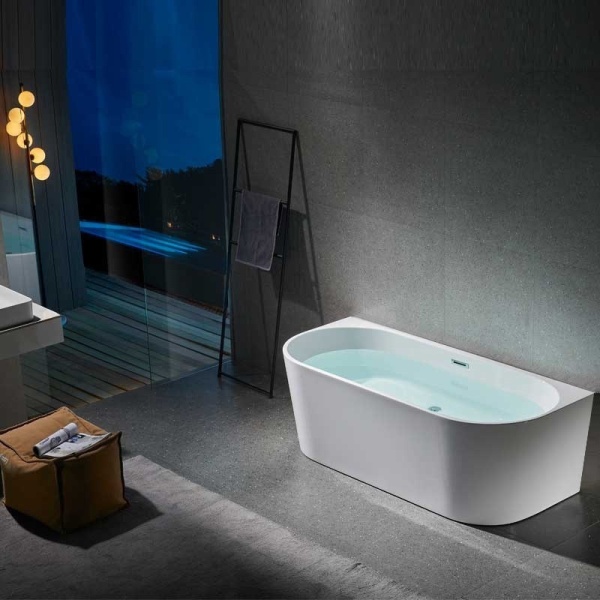 Cada de baie LENA 527C, Dimensiune 160x75cm, Culoare Alb, Deversor Crom - Img 6