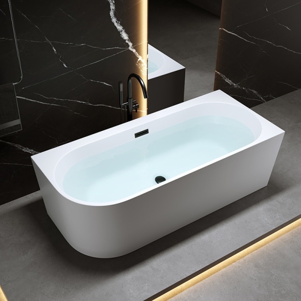 Cada de baie MERA 509B/Dreapta, Dimensiune 150x75cm, Culoare Alb, Deversor Negru - Img 4