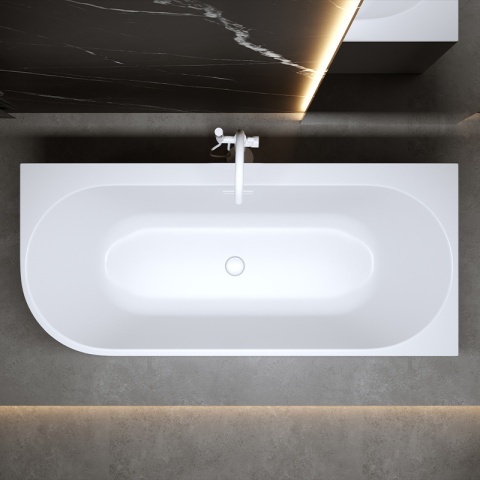 Cada de baie MERA 509D/Dreapta, Dimensiune 170x75cm, Culoare Alb, Deversor alb mat - Img 4