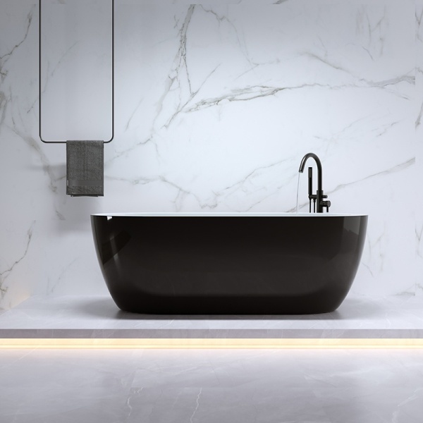 Cada de baie Porto 503B 170x75cm, Culoare Negru, Deversor Negru - Img 4